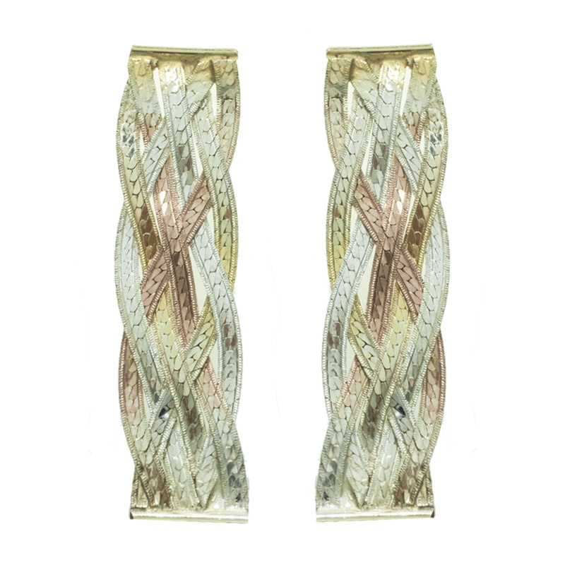 Pendientes trenza tricolor bañados en Oro