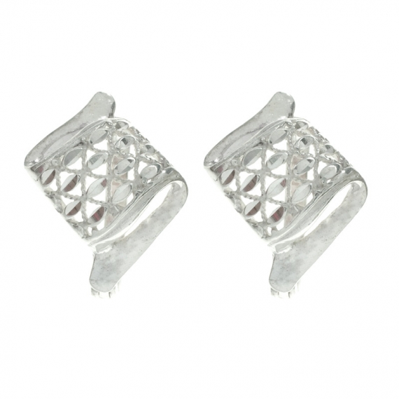 Pendientes diamante cierre catalán Plata de Ley