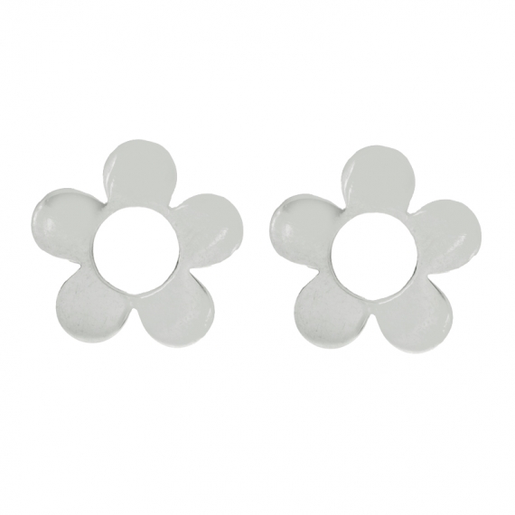 Pendientes flor plana Plata de Ley