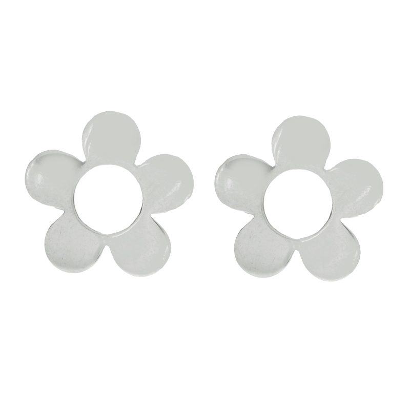 Pendientes flor plana Plata de Ley