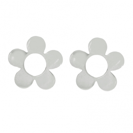 Pendientes flor plana Plata de Ley
