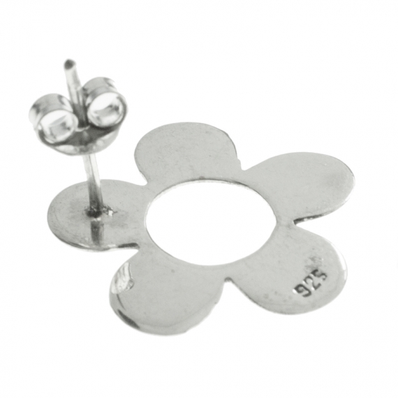 Pendientes flor plana Plata de Ley 2