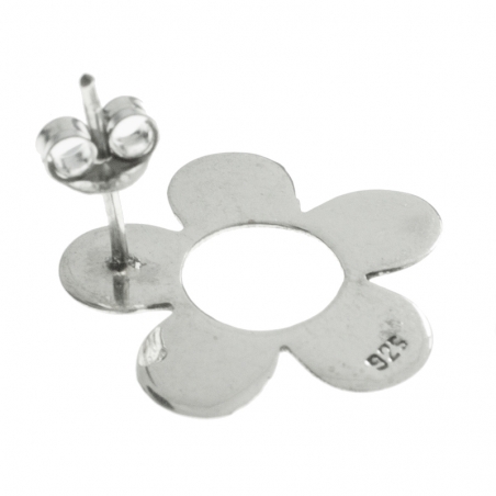 Pendientes flor plana Plata de Ley