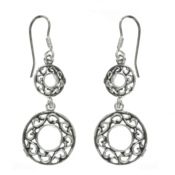 Pendientes labrado oxidado Plata de Ley