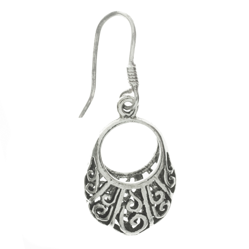 Pendientes óvalo calado Plata de Ley