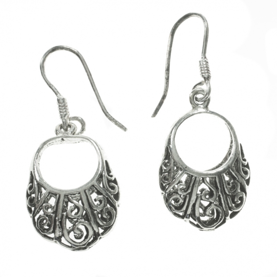 Pendientes óvalo calado Plata de Ley