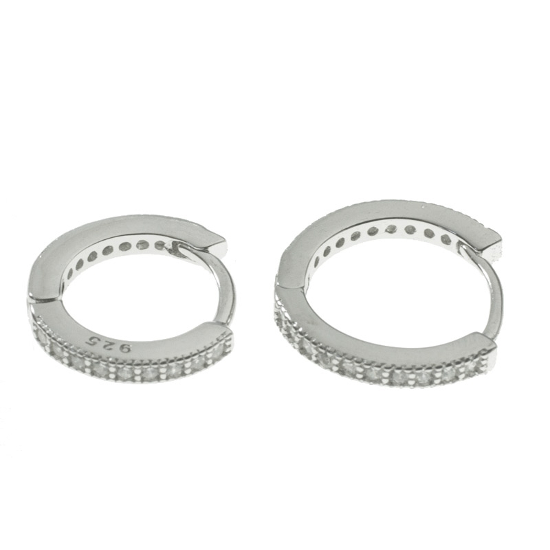 Pendientes aro con circonitas Plata de Ley