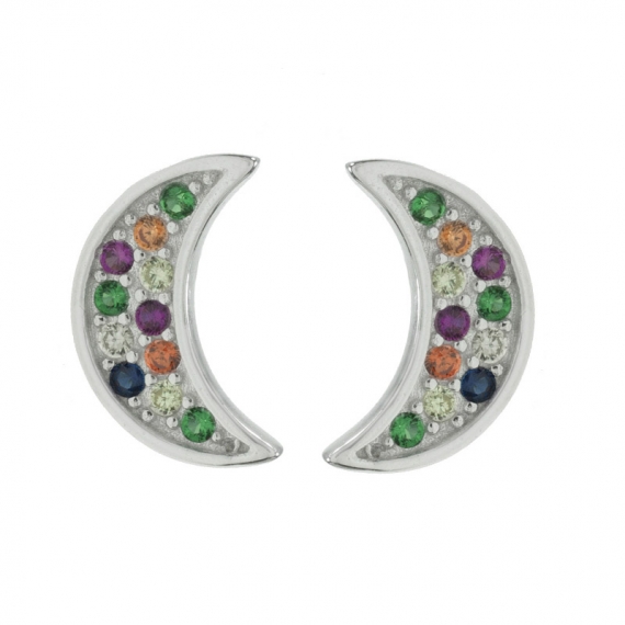 Pendientes luna color Plata de Ley