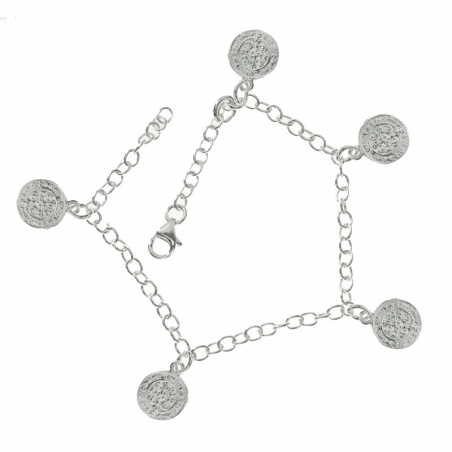 Pulsera con escapularios colgantes Plata de Ley
