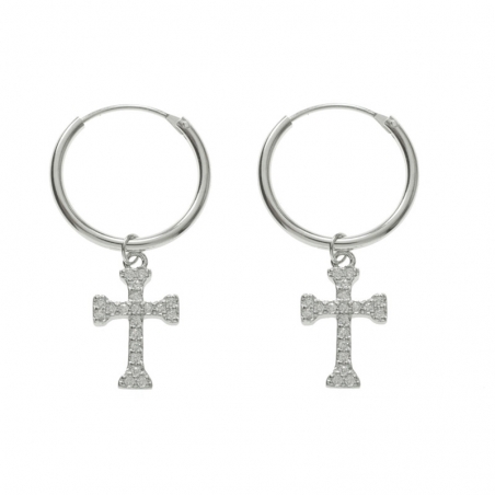 Aros con cruz Plata de Ley