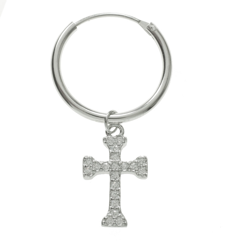 Aros con cruz Plata de Ley