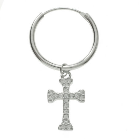 Aros con cruz Plata de Ley