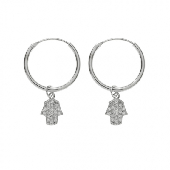 Aros con mano de Fátima Plata de Ley