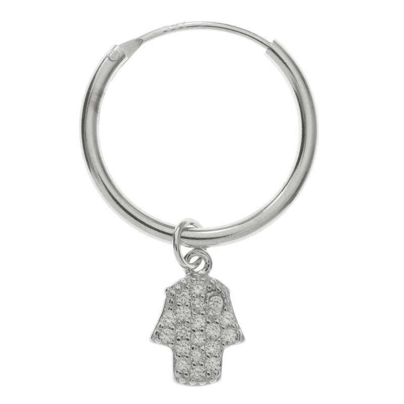 Aros con mano de Fátima Plata de Ley