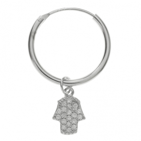 Aros con mano de Fátima Plata de Ley