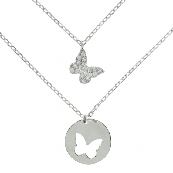 Collar marisposas doble Plata de Ley