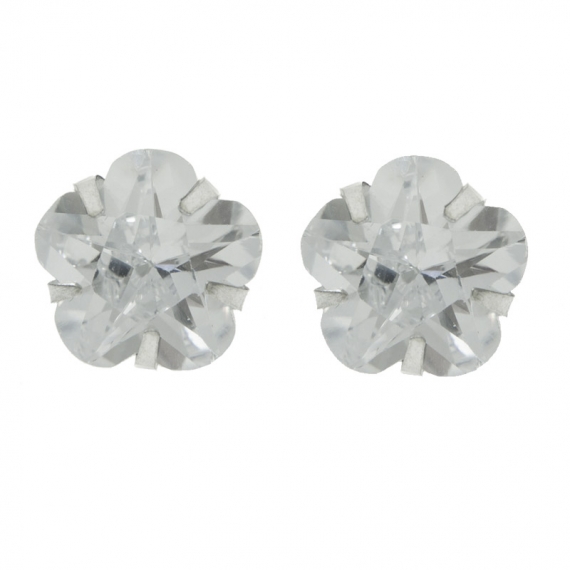 Pendientes flor circonita Plata de Ley