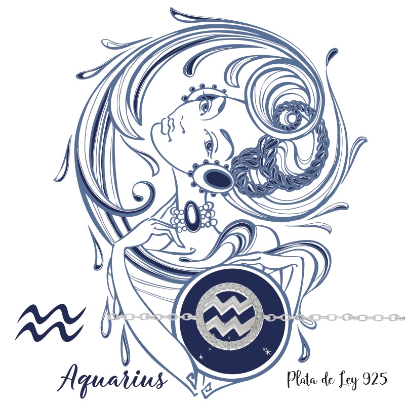 Pulsera Acuario Plata de Ley