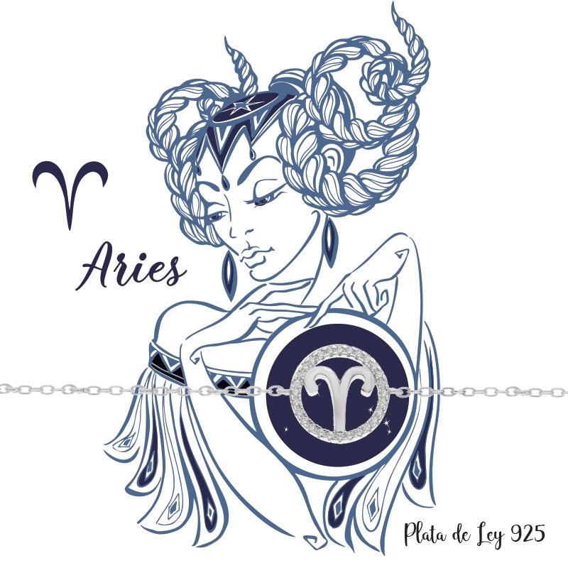 Pulsera Aries Plata de Ley