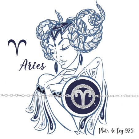 Pulsera Aries Plata de Ley