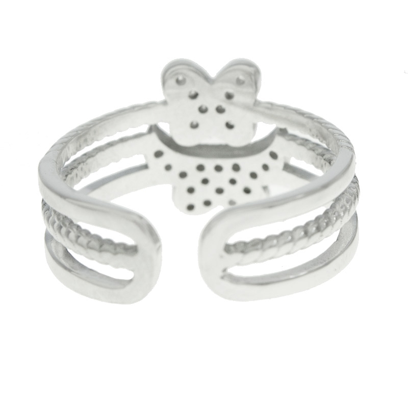Anillo mariposas ajustable Plata de Ley