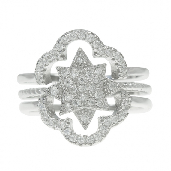 Anillo estrella ajustable Plata de Ley