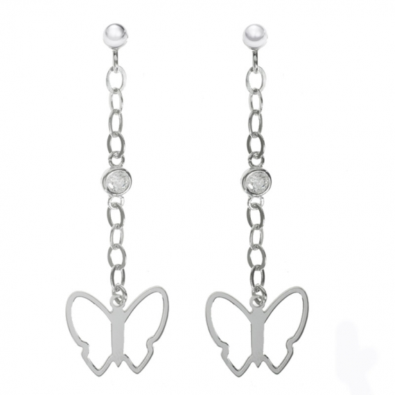 Pendientes largos cadena con mariposa