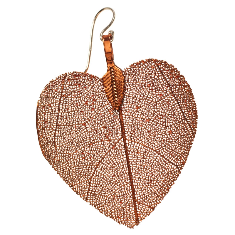 Pendientes hoja natural corazón
