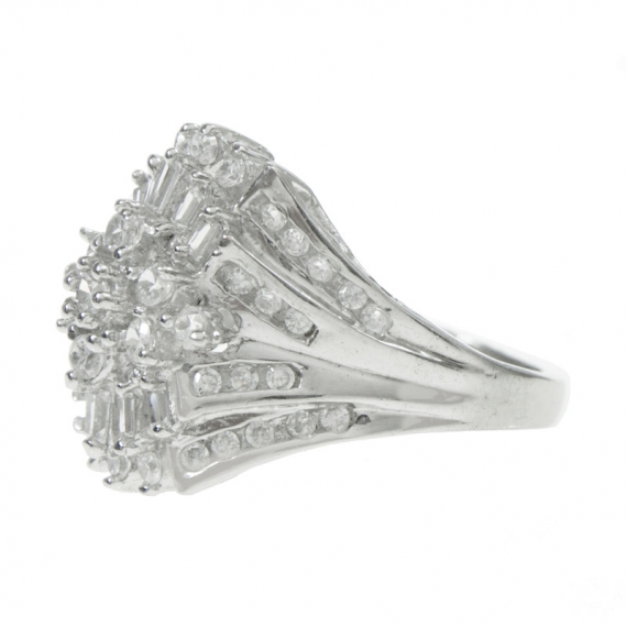 Anillo flor baguette Plata de Ley