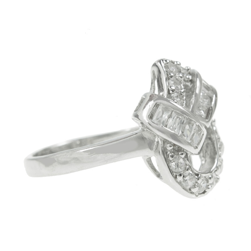 Anillo baguette entrelazado Plata de Ley