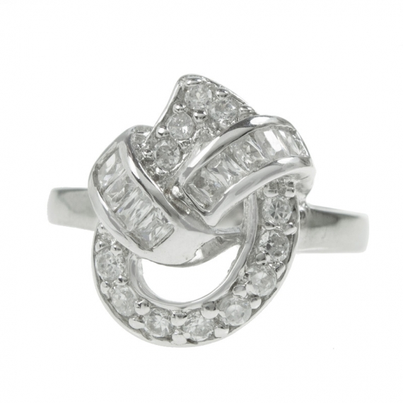 Anillo baguette entrelazado Plata de Ley