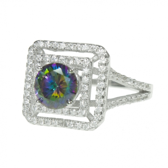 Anillo rubí místico cuadrado Plata de Ley