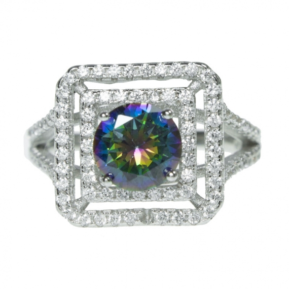 Anillo rubí místico cuadrado Plata de Ley 2