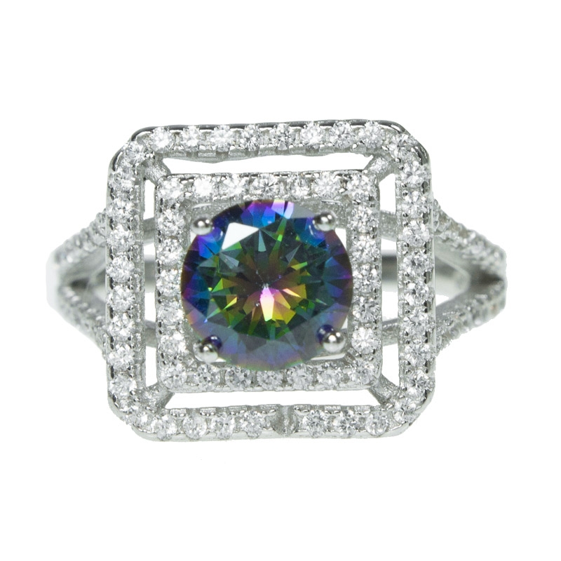 Anillo rubí místico cuadrado Plata de Ley