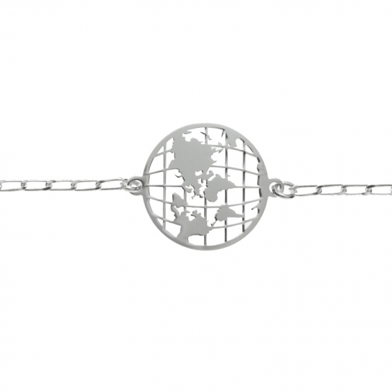 Pulsera mapamundi Plata de Ley