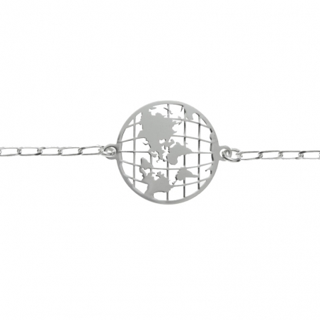 Pulsera mapamundi Plata de Ley