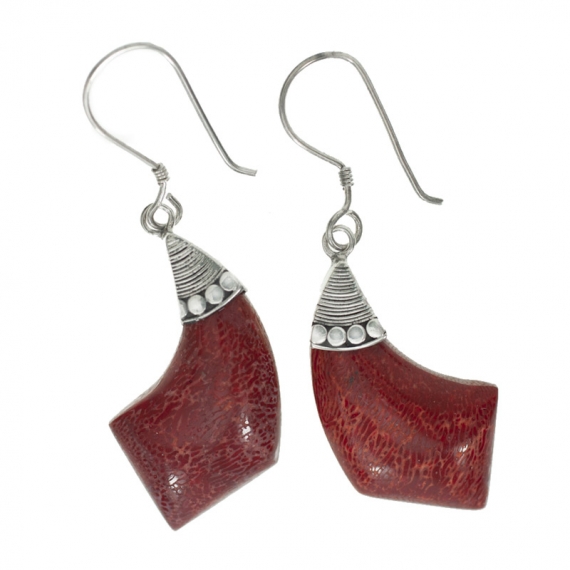 Pendientes coral Plata de Ley