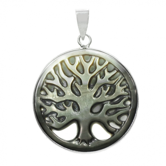 Colgante árbol de la vida nácar negro