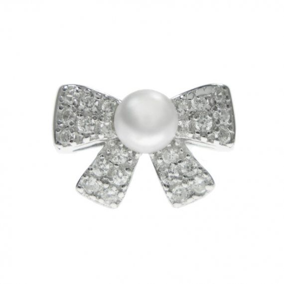 Pendientes lazo con perla Plata de Ley 2