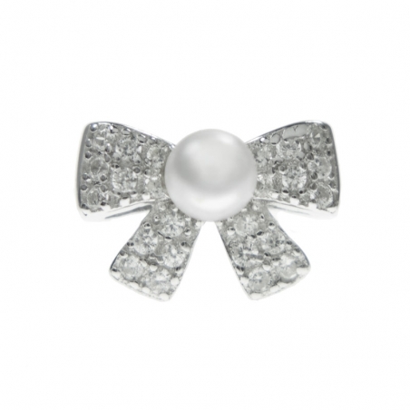 Pendientes lazo con perla Plata de Ley