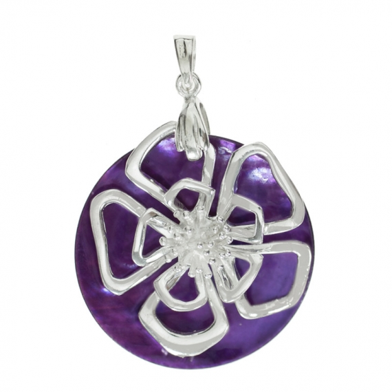 Colgante flor nácar Plata de Ley