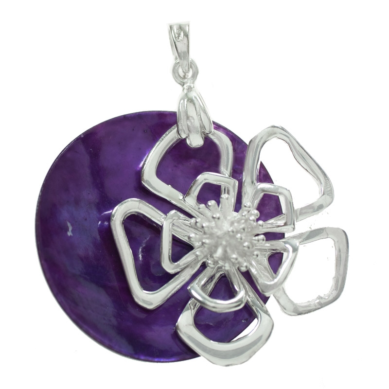 Colgante flor nácar Plata de Ley