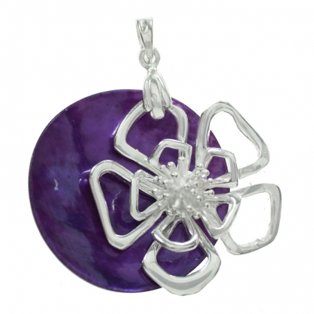 Colgante flor nácar Plata de Ley