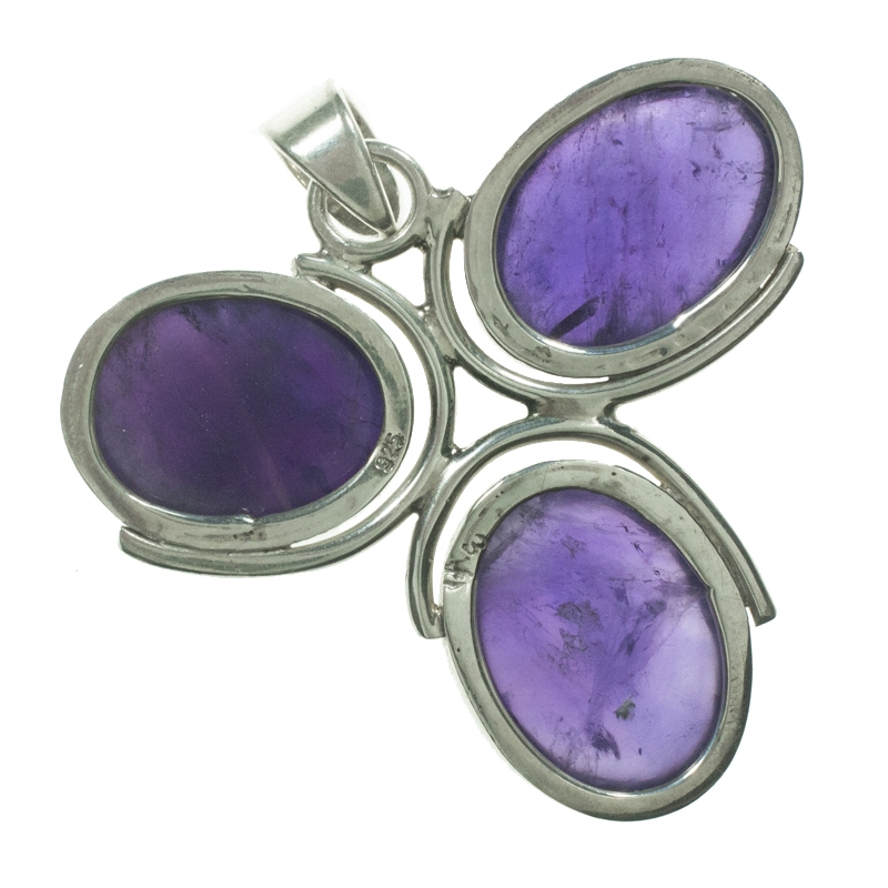 Colgante triple amatista oval