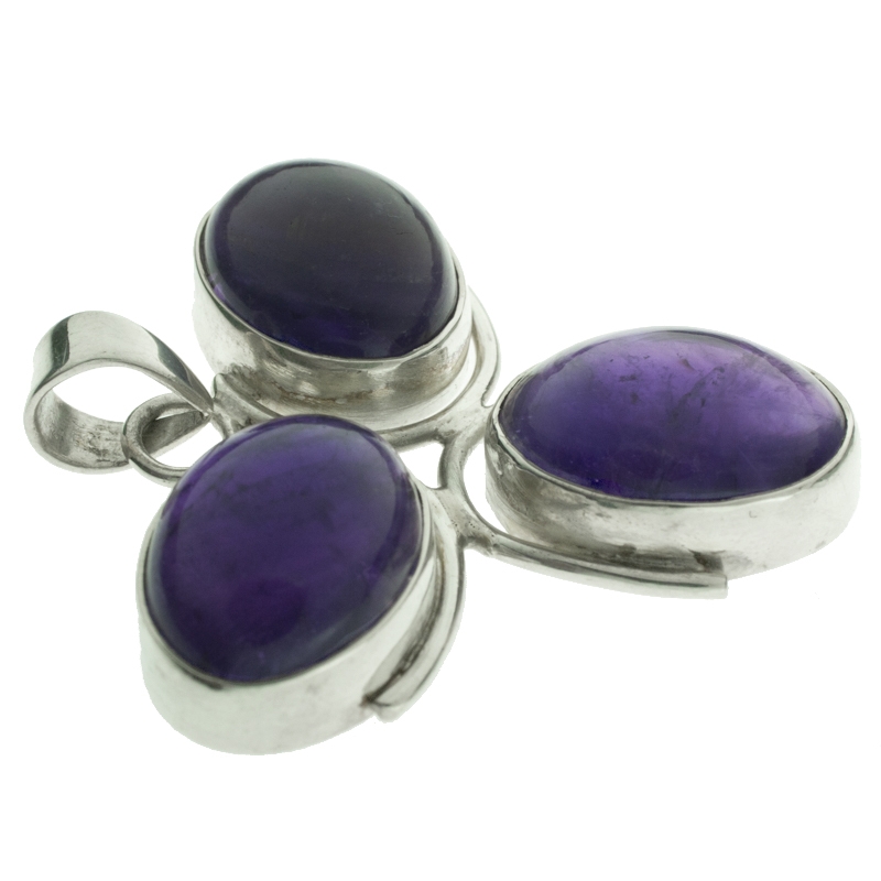 Colgante triple amatista oval