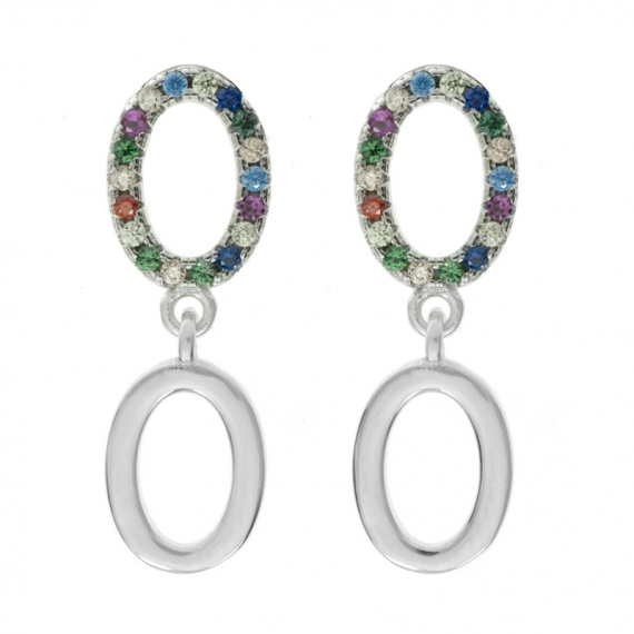 Pendientes doble óvalo Plata de Ley