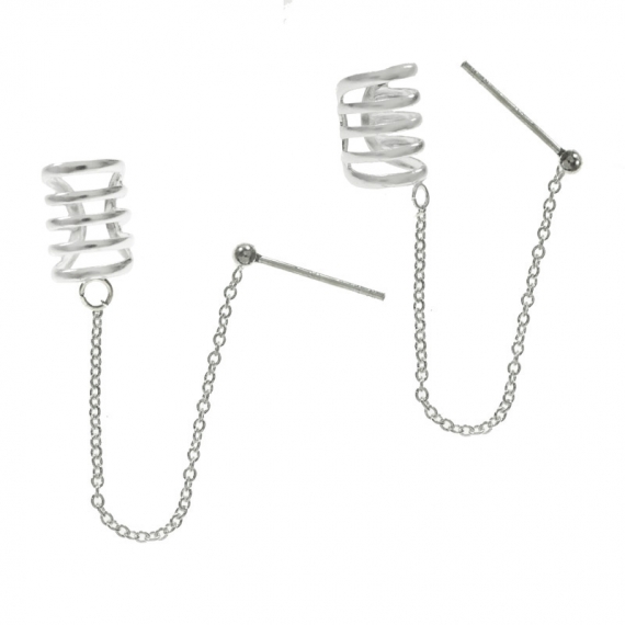 Ear cuff con cadena Plata de Ley
