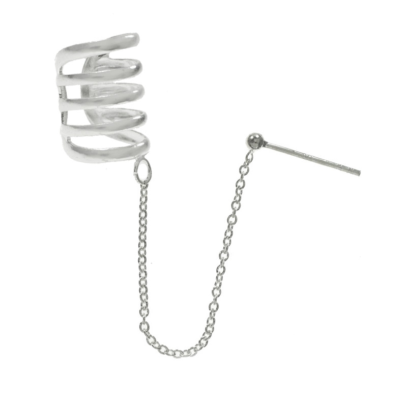 Ear cuff con cadena Plata de Ley