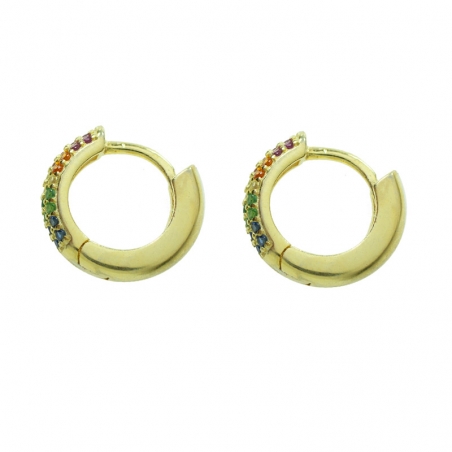 Aros dorados tres líneas de circonitas