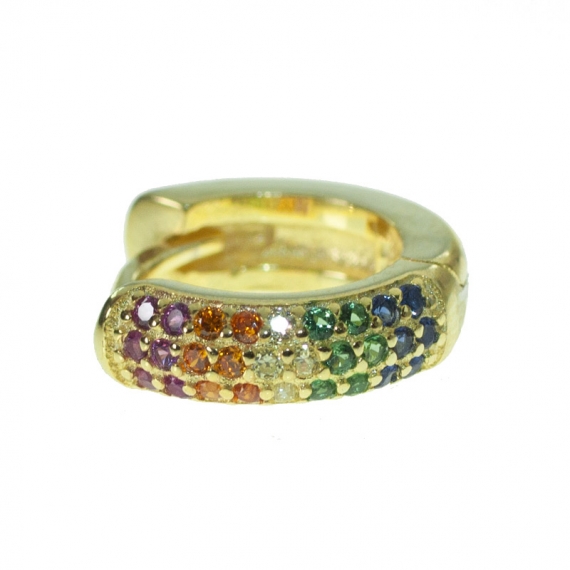 Aros dorados tres líneas de circonitas